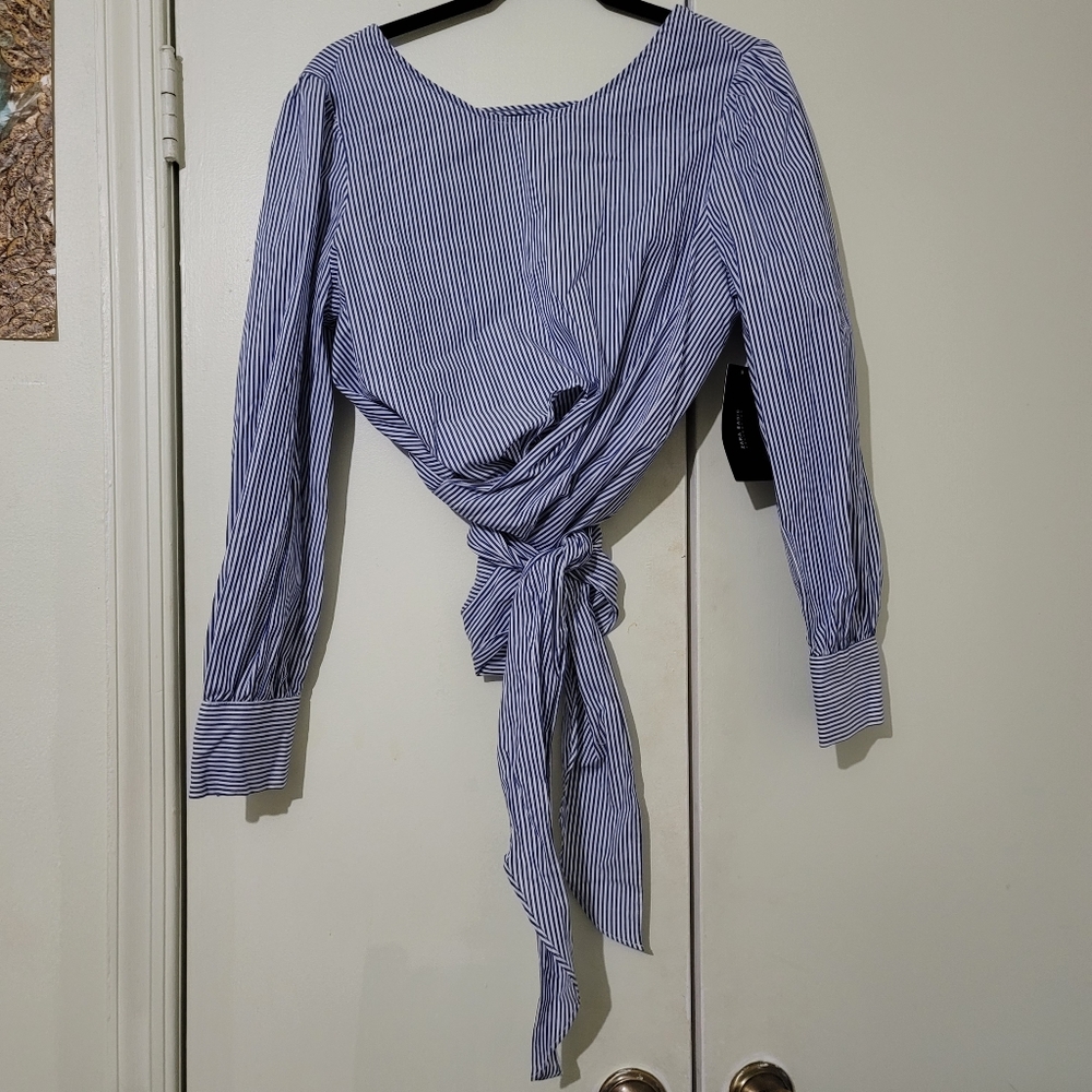 Zara Stripe Wraparound Top with Open Back